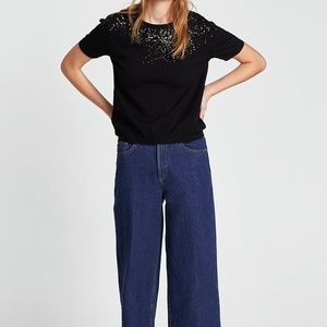 ZARA Sequin Short Sleeve Sweater
